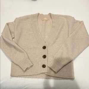Beige Button-Up Women's Sweater